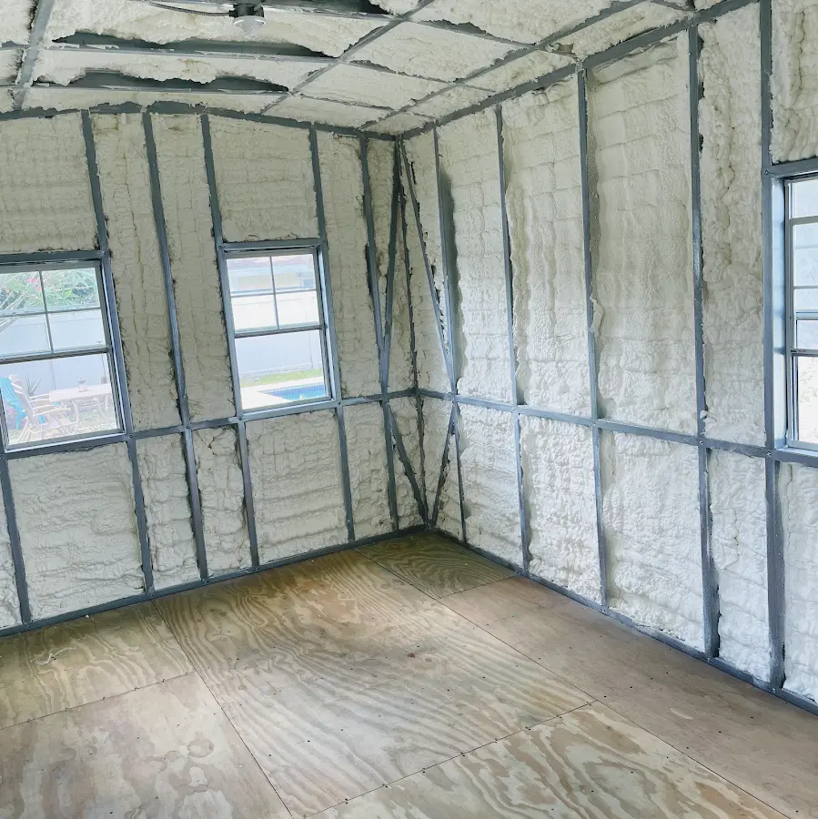 Closed-cell spray foam insulation applied to wall cavities in a residential project in Statesboro